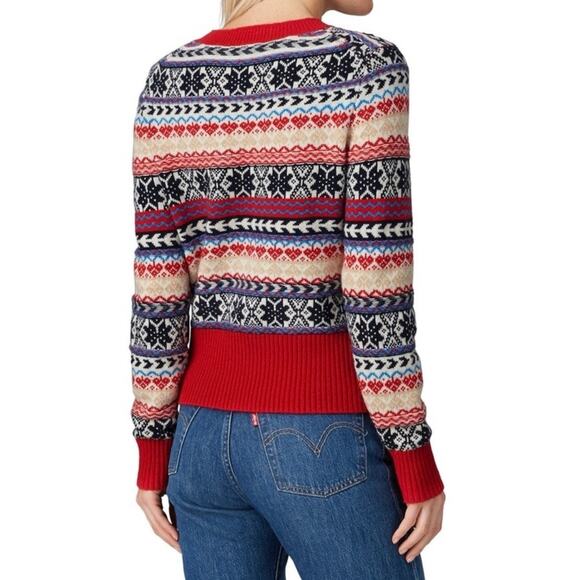 J Crew Women's Button Fair Isle Lambswool Blend Sweater XXL Red Navy - Picture 6 of 12